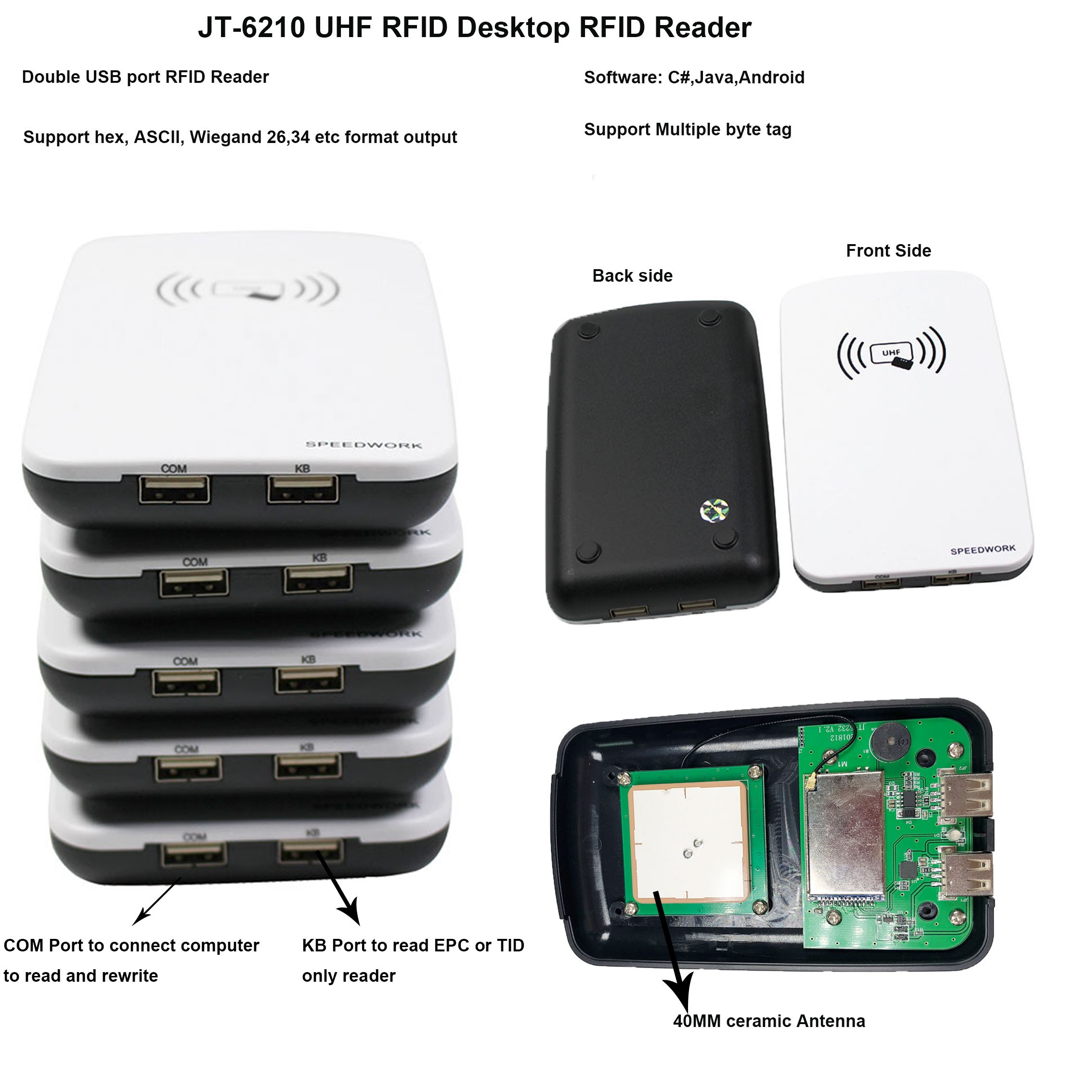 UHF RFID desktop USB card reader and writer JT-6210