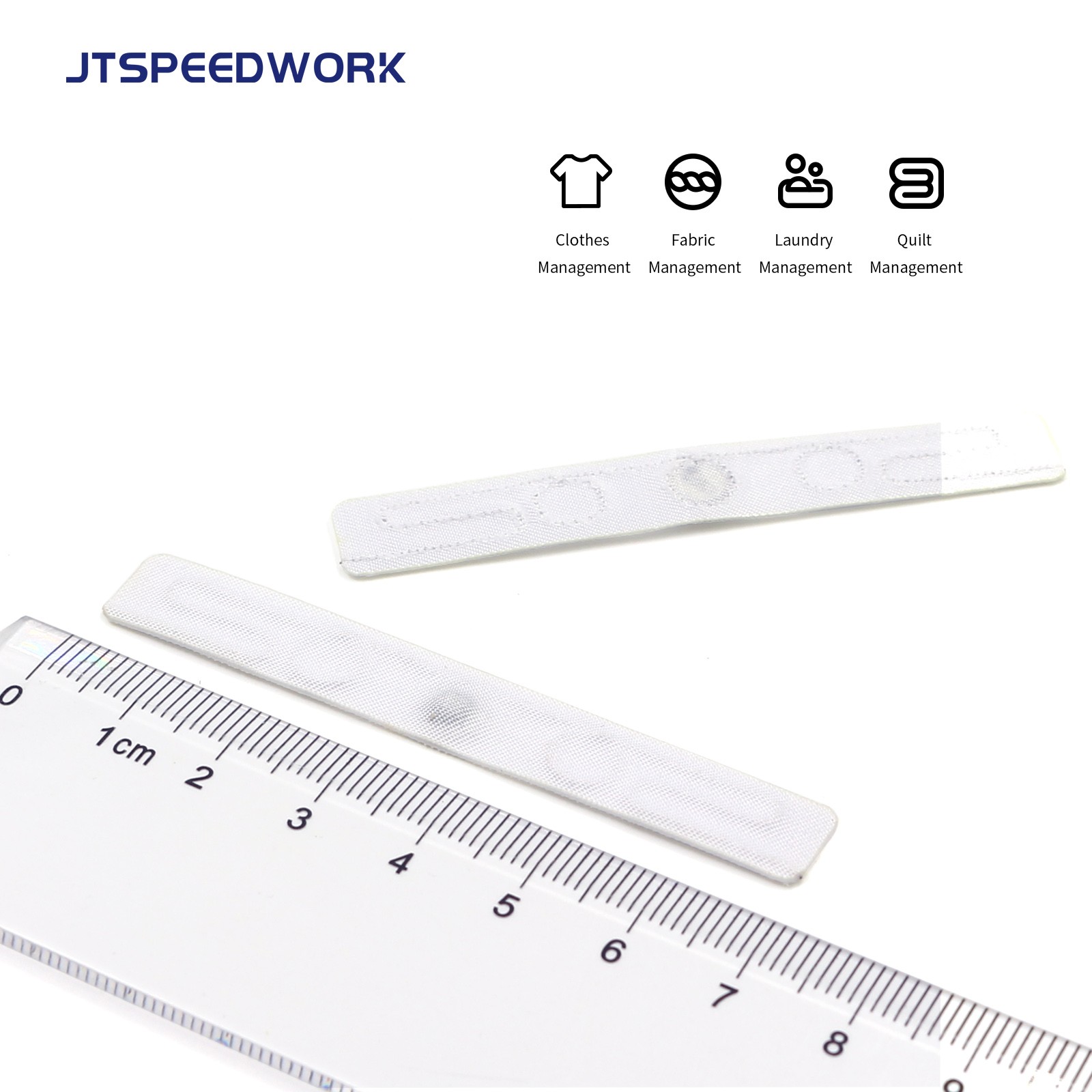 JT-F7010 70*10mm 860-960Mhz UHF Fabric Laundry Textile Washable RFID Tag