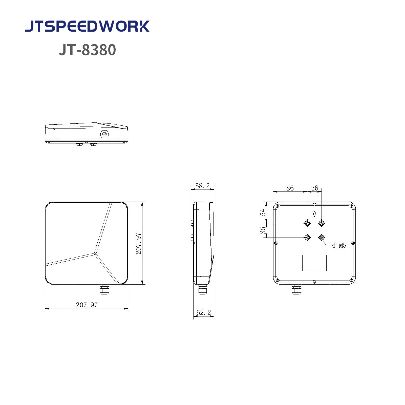JT-8380 0-6m UHF RFID 902-928MHz Middle Range Integrated Reader