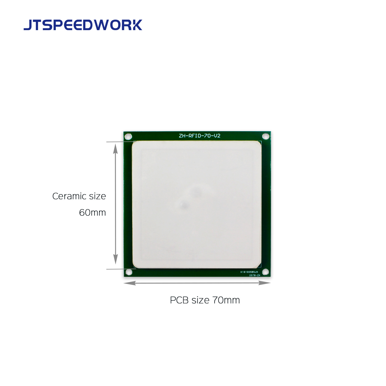 เสาอากาศเซรามิก RFID UHF 4dBi รุ่น JT-T0060 ความถี่ 860-960MHz RHCP แบบโพลาไรซ์วงกลม พร้อมขั้วต่อที่ปรับแต่งได้