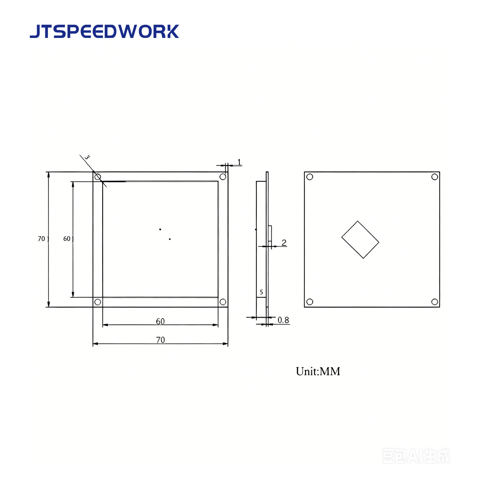 เสาอากาศเซรามิก RFID UHF 4dBi รุ่น JT-T0060 ความถี่ 860-960MHz RHCP แบบโพลาไรซ์วงกลม พร้อมขั้วต่อที่ปรับแต่งได้
